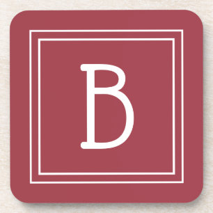 Porta-copo Inicial Monogramada Moderna em Vermelho Carmesim e