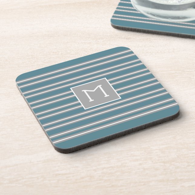 Porta-copo Inicial Monogramada Personalizada Padrão Turquesa  (Left Side)