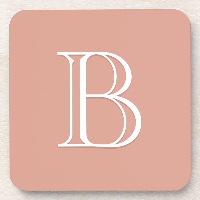Porta-copo Inicial Monogramada Personalizada Rosa & Branco (Frente)