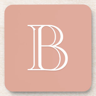 Porta-copo Inicial Rosa e Branco Monogramada Personalizada