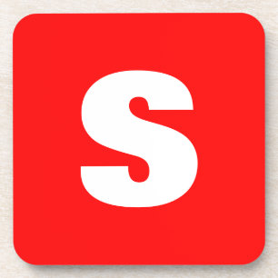 Porta-copo Initial Letter Monogram Modern Style Red White