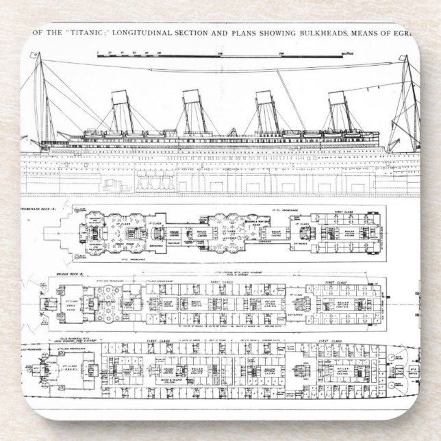 Porta-copo Inquérito na perda do titânico: Sectio transversal (Frente)