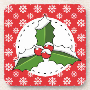 Porta-copo Inverno, natal, groselha, bagas, folhas, s