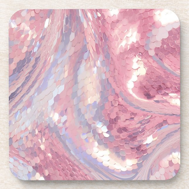 Porta-copo Iridescent Pink and Purple Beverage Coaster (Frente)