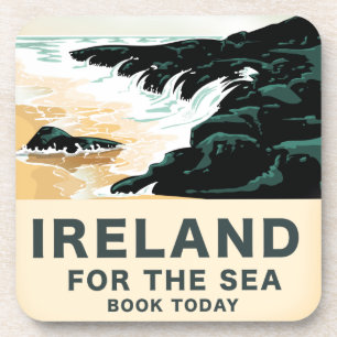 Porta-copo Irlanda "Para o mar" poster de viagens náutico