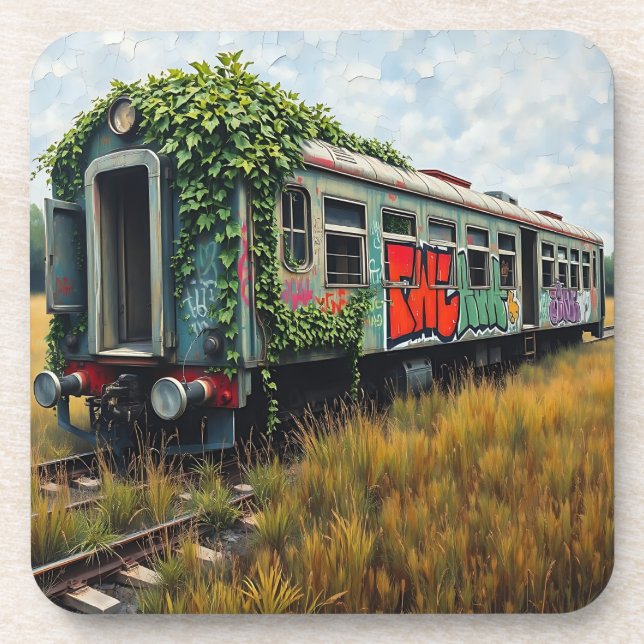 Porta-copo Ivy and Graffiti  Covered Abandoned Train  (Frente)