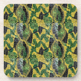 Porta-copo Jacaré Amarelo Verde Couro de Crocodilo Dragão