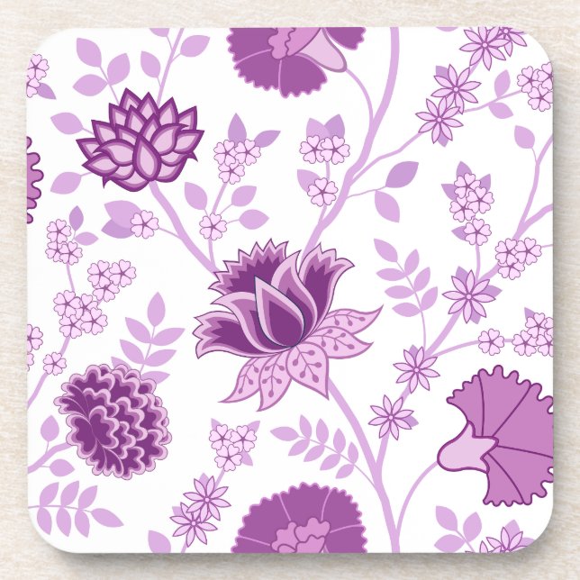 Porta-copo Jacobean Floral Lg Pattern Pinks em Branco (Frente)