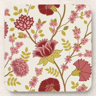 Porta-copo Jacobean Floral Lg Pattern Reds Pinks Dourado Crea