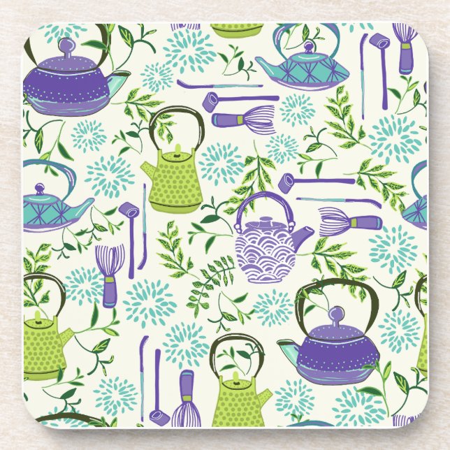 Porta-copo Japanese Green Teapot Design (Frente)