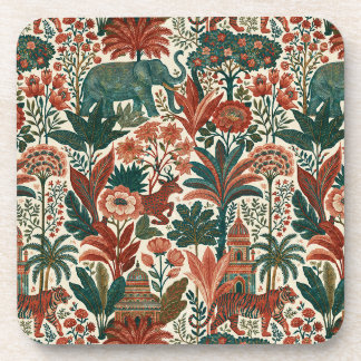 Porta-copo Jardim Colonial Indiano Elefantes Tigres Vintage