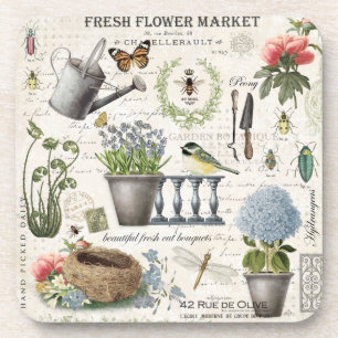 Porta-copo Jardim das flores da fazenda francesa Modern Vinta