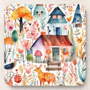 Porta-copo Jardim de algodão, animais de campo floral