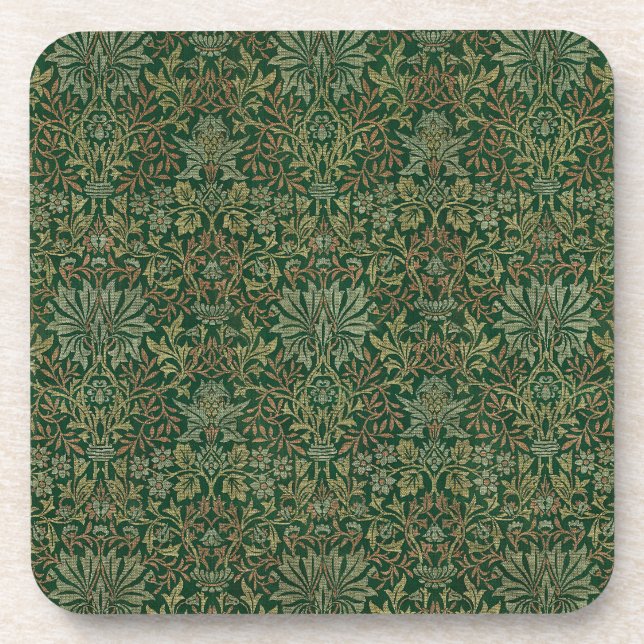 Porta-copo Jardim de Flores William Morris -Verdes (Frente)