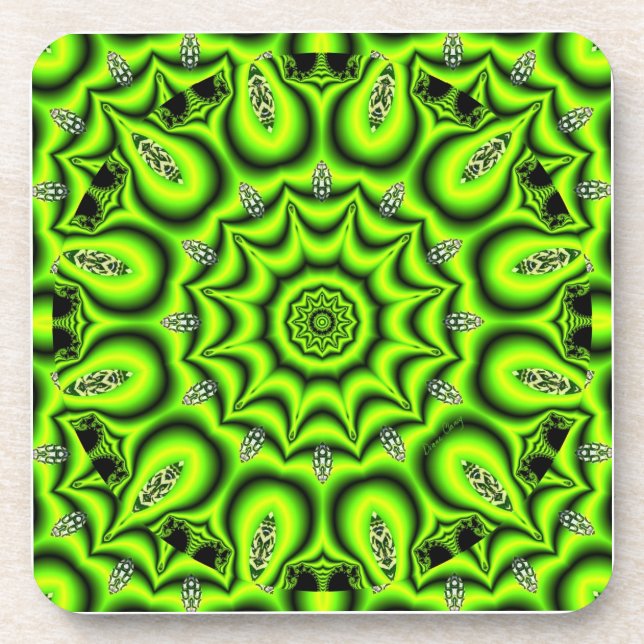 Porta-copo Jardim do primavera, verde limão abstrato (Frente)