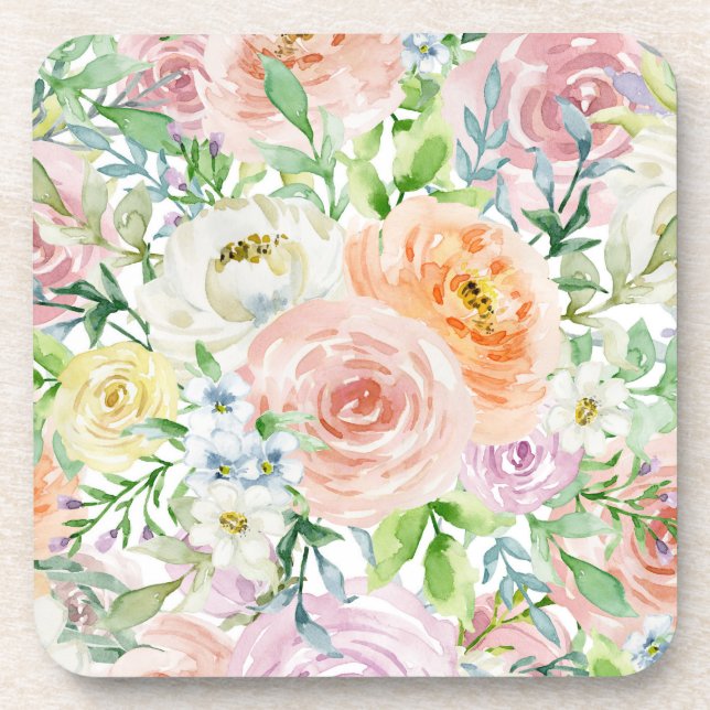 Porta-copo Jardim romântico Pastel (Frente)