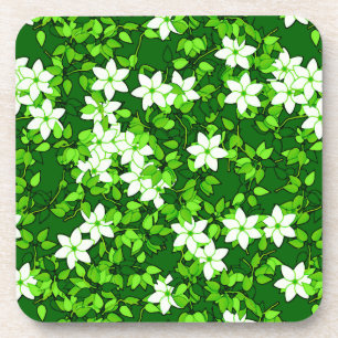 Porta-copo Jasmine Branca Entre Folhas Verdes