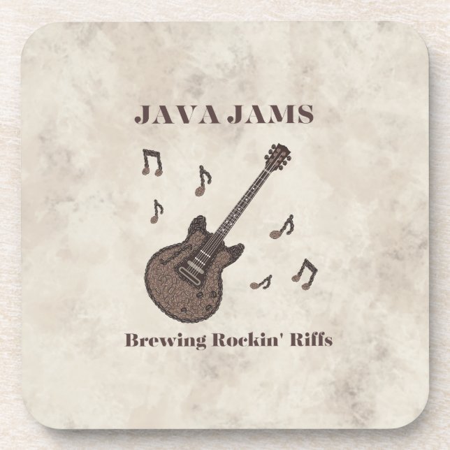 Porta-copo Java Jams-Brewing Rockin' Riffs-Café-Guitarra- (Frente)