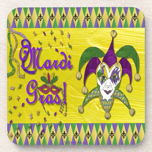 Porta-copo Jester Mask Mardi Gras Harlequin (Frente)