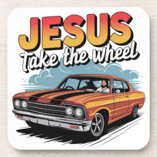 Porta-copo Jesus Assume o Volante Carro Musculoso Vintage