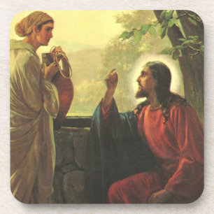 Porta-copo Jesus Cristo e o Bom Samaritano no Poço