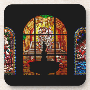 Porta-copo jesus de vidro colorido