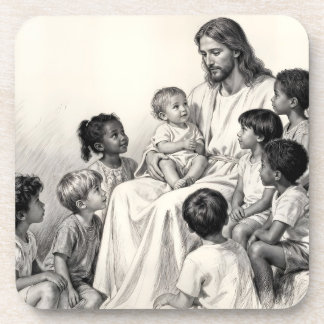 Porta-copo Jesus Sitting with Children