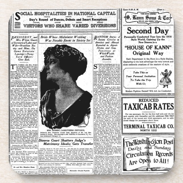 Porta-copo Jornal preto & branco velho, anúncio retro do (Frente)