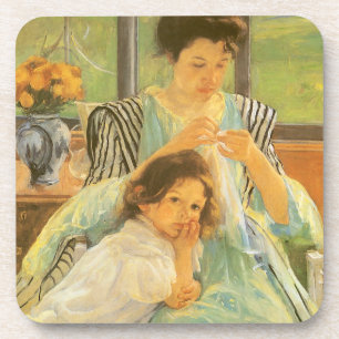 Porta-copo Jovem Mãe Costurando de Mary Cassatt, Arte Antigo
