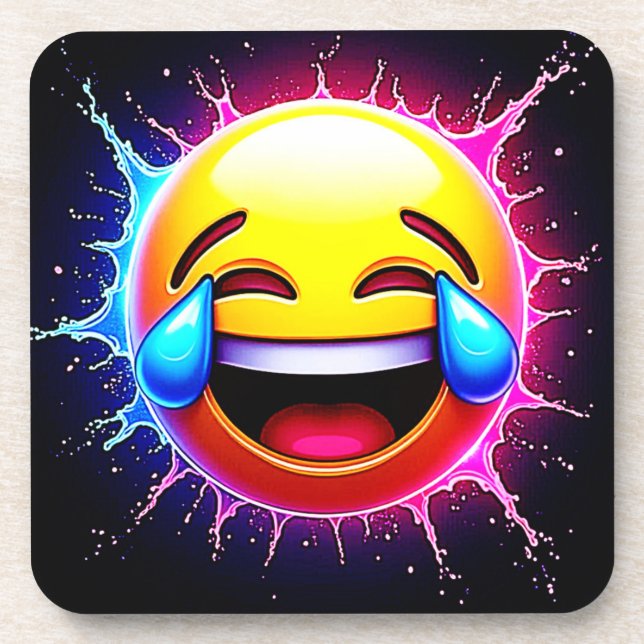 Porta-copo Joyful Splash: Laughing Emoji Art (Frente)