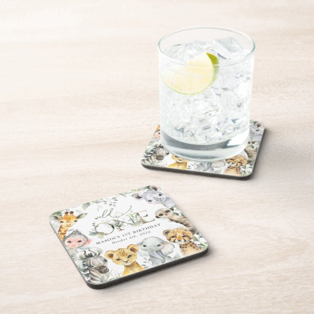 Porta-copo Jungle Animals, Safari, Wild One, First Birthday (Lado Direito)