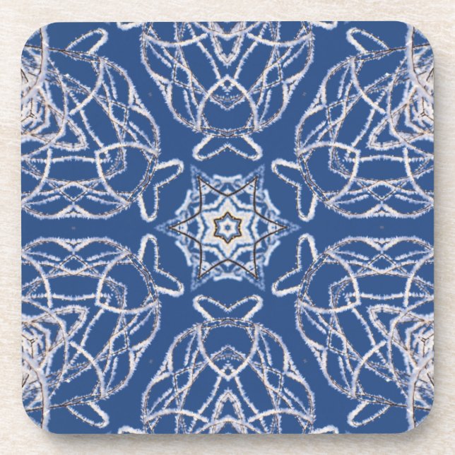 Porta-copo Kaleidoscope Azul brilhante, Branco, Estrela Solte (Frente)