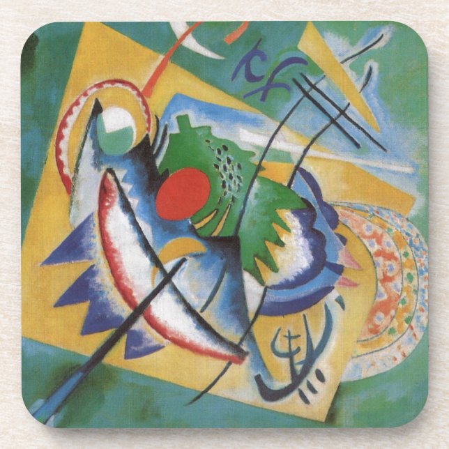 Porta-copo Kandinsky Red Oval Abstrato Trabalho de arte Verde (Frente)