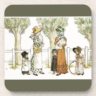 Porta-copo Kate Greenaway: Mulheres e Crianças Cinzas