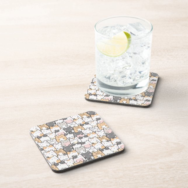 Porta-copo Kawaii Cute Cats Patterno (Lado Direito)