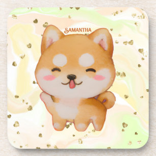 Porta-copo Kawaii Smiling Cartoon-Style Shiba Inu