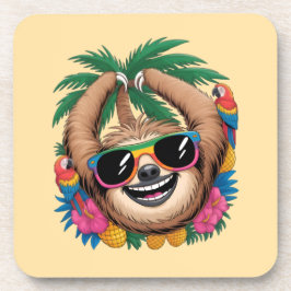 Porta-copo Kawaii Tropical Sloth – Cute Summer Vibes Rainbow