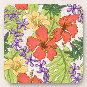 Porta-copo Keleah Tropical Havaiana Hibiscus e Orquídeas