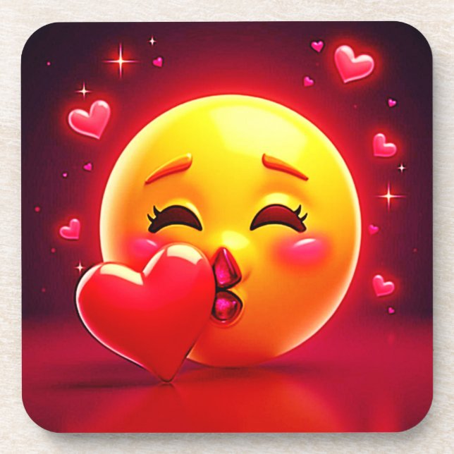 Porta-copo Kiss Emoji: Love and Hearts Art (Frente)
