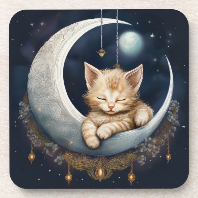 Porta-copo Kitten Dormindo Em Crescent Moon Object (Frente)