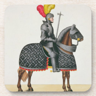 Porta-copo Knight na armadura em seu cavalo, placa 'de um