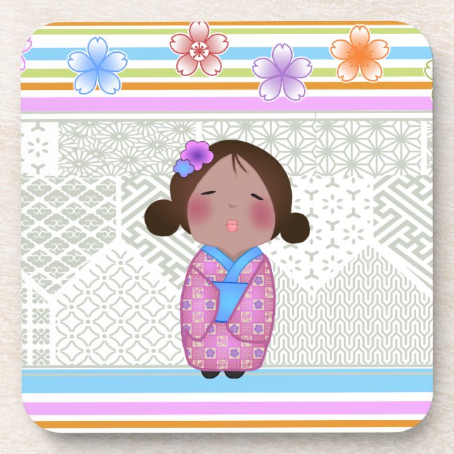 Porta-copo kokeshi sakura (Frente)