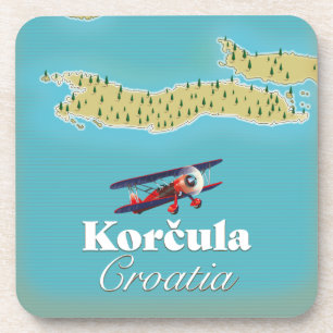 Porta-copo Korčula Croácia mapa Poster Azulejo cerâmica