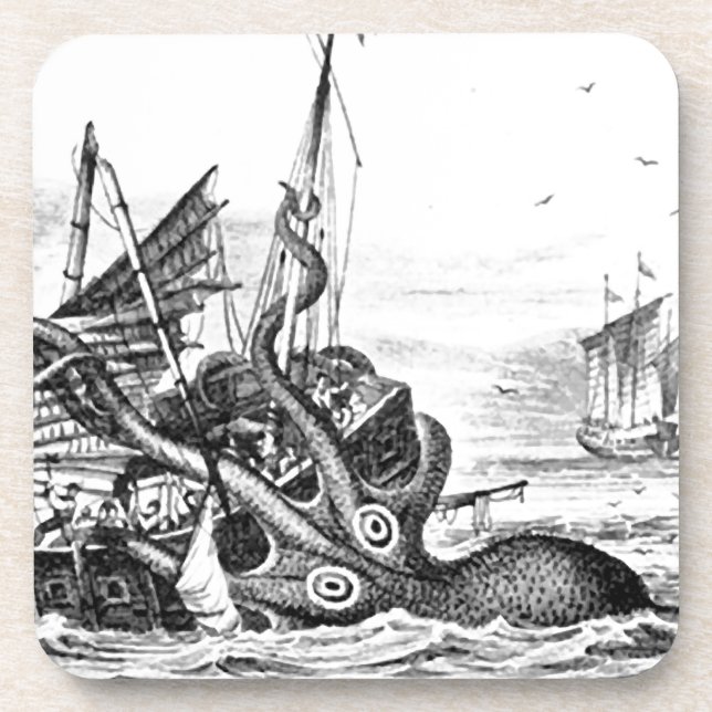 Porta-copo Kraken/polvo Eatting um navio de pirata, (Frente)