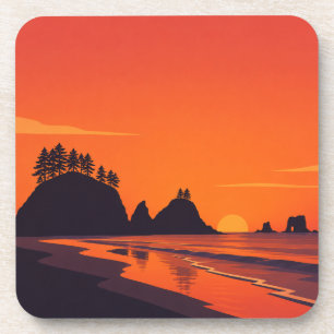 Porta-copo La Push Washington Pôr do Sol Minimalista Costeiro