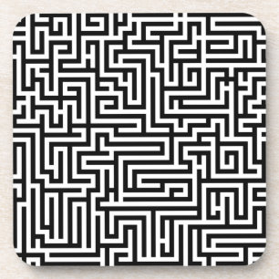 Porta-copo Labirinto Preto e Branco Padrão de Labirinto