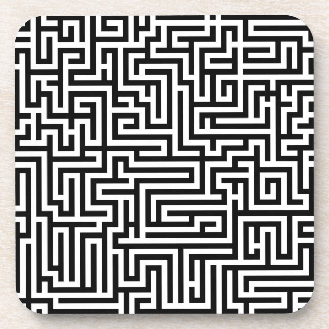 Porta-copo Labirinto Preto e Branco Padrão de Labirinto (Frente)