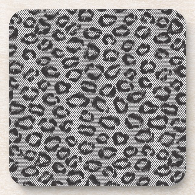 Porta-copo Laço líquido preto com teste padrão do leopardo no (Frente)