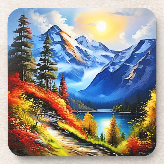 Porta-copo Lago Montanha: Vista Cênnica (Frente)