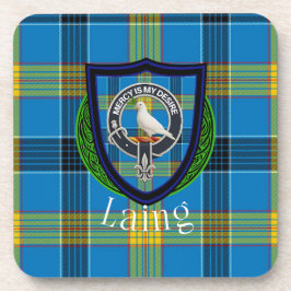 Porta-copo Laing Scottish Clan Tartan & Crest